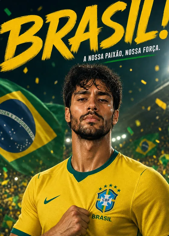 Brazil supporter poster of you, generated by HeroFrame